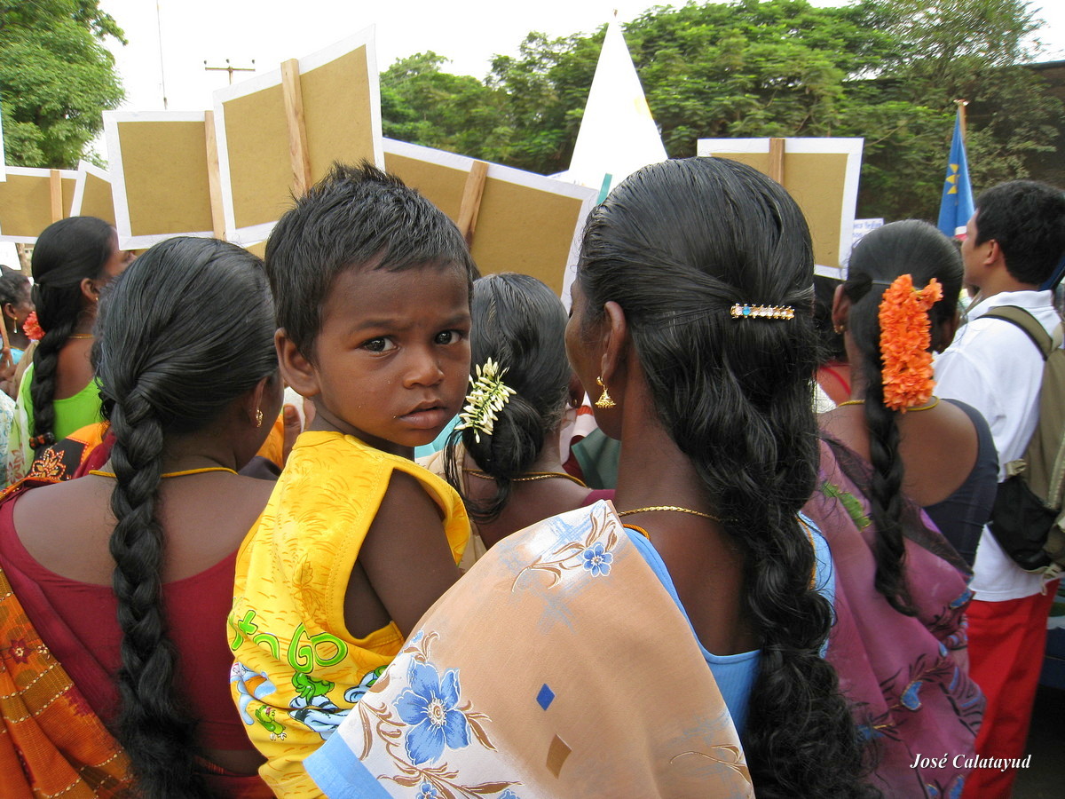 Woman and child in demonstration